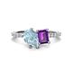 1 - Zahara 9x6 mm Pear Aquamarine and 7x5 mm Emerald Cut Amethyst 2 Stone Duo Ring 