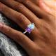 2 - Zahara 9x6 mm Pear Aquamarine and 7x5 mm Emerald Cut Amethyst 2 Stone Duo Ring 