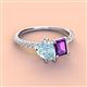 3 - Zahara 9x6 mm Pear Aquamarine and 7x5 mm Emerald Cut Amethyst 2 Stone Duo Ring 