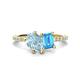 1 - Zahara 9x6 mm Pear Aquamarine and 7x5 mm Emerald Cut Blue Topaz 2 Stone Duo Ring 