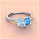 3 - Zahara 9x6 mm Pear Aquamarine and 7x5 mm Emerald Cut Blue Topaz 2 Stone Duo Ring 