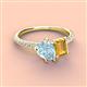 3 - Zahara 9x6 mm Pear Aquamarine and 7x5 mm Emerald Cut Citrine 2 Stone Duo Ring 