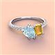 3 - Zahara 9x6 mm Pear Aquamarine and 7x5 mm Emerald Cut Citrine 2 Stone Duo Ring 