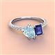 3 - Zahara 9x6 mm Pear Aquamarine and 7x5 mm Emerald Cut Iolite 2 Stone Duo Ring 