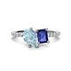 1 - Zahara 9x6 mm Pear Aquamarine and 7x5 mm Emerald Cut Iolite 2 Stone Duo Ring 