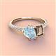 3 - Zahara 9x6 mm Pear Aquamarine and 7x5 mm Emerald Cut Smoky Quartz 2 Stone Duo Ring 