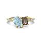 1 - Zahara 9x6 mm Pear Aquamarine and 7x5 mm Emerald Cut Smoky Quartz 2 Stone Duo Ring 