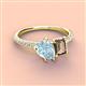 3 - Zahara 9x6 mm Pear Aquamarine and 7x5 mm Emerald Cut Smoky Quartz 2 Stone Duo Ring 