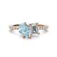 1 - Zahara 9x6 mm Pear Aquamarine and 7x5 mm Emerald Cut Forever Brilliant Moissanite 2 Stone Duo Ring 