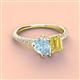 3 - Zahara 9x6 mm Pear Aquamarine and 7x5 mm Emerald Cut Lab Created Yellow Sapphire 2 Stone Duo Ring 