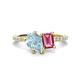 1 - Zahara 9x6 mm Pear Aquamarine and 7x5 mm Emerald Cut Pink Tourmaline 2 Stone Duo Ring 