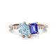 1 - Zahara 9x6 mm Pear Aquamarine and 7x5 mm Emerald Cut Tanzanite 2 Stone Duo Ring 