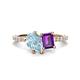 1 - Zahara 9x6 mm Pear Aquamarine and 7x5 mm Emerald Cut Amethyst 2 Stone Duo Ring 