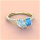 3 - Zahara 9x6 mm Pear Aquamarine and 7x5 mm Emerald Cut Blue Topaz 2 Stone Duo Ring 