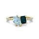 1 - Zahara 9x6 mm Pear Aquamarine and 7x5 mm Emerald Cut London Blue Topaz 2 Stone Duo Ring 