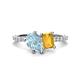 1 - Zahara 9x6 mm Pear Aquamarine and 7x5 mm Emerald Cut Citrine 2 Stone Duo Ring 