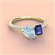 3 - Zahara 9x6 mm Pear Aquamarine and 7x5 mm Emerald Cut Iolite 2 Stone Duo Ring 