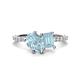 1 - Zahara 9x6 mm Pear and 7x5 mm Emerald Cut Aquamarine 2 Stone Duo Ring 