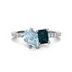 1 - Zahara 9x6 mm Pear Aquamarine and 7x5 mm Emerald Cut London Blue Topaz 2 Stone Duo Ring 