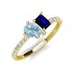 4 - Zahara 9x6 mm Pear Aquamarine and 7x5 mm Emerald Cut Lab Created Blue Sapphire 2 Stone Duo Ring 