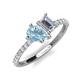 4 - Zahara 9x6 mm Pear Aquamarine and IGI Certified 7x5 mm Emerald Cut Lab Grown Diamond 2 Stone Duo Ring 