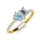 4 - Zahara 9x6 mm Pear Aquamarine and 7x5 mm Emerald Cut Forever Brilliant Moissanite 2 Stone Duo Ring 