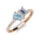 4 - Zahara 9x6 mm Pear Aquamarine and 7x5 mm Emerald Cut Forever One Moissanite 2 Stone Duo Ring 