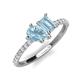 4 - Zahara 9x6 mm Pear and 7x5 mm Emerald Cut Aquamarine 2 Stone Duo Ring 