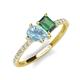 4 - Zahara 9x6 mm Pear Aquamarine and 7x5 mm Emerald Cut Lab Created Alexandrite 2 Stone Duo Ring 