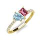 4 - Zahara 9x6 mm Pear Aquamarine and 7x5 mm Emerald Cut Pink Tourmaline 2 Stone Duo Ring 