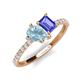 4 - Zahara 9x6 mm Pear Aquamarine and 7x5 mm Emerald Cut Tanzanite 2 Stone Duo Ring 