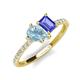 4 - Zahara 9x6 mm Pear Aquamarine and 7x5 mm Emerald Cut Tanzanite 2 Stone Duo Ring 