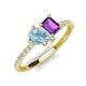 4 - Zahara 9x6 mm Pear Aquamarine and 7x5 mm Emerald Cut Amethyst 2 Stone Duo Ring 