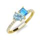 4 - Zahara 9x6 mm Pear Aquamarine and 7x5 mm Emerald Cut Blue Topaz 2 Stone Duo Ring 
