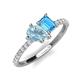 4 - Zahara 9x6 mm Pear Aquamarine and 7x5 mm Emerald Cut Blue Topaz 2 Stone Duo Ring 