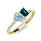 4 - Zahara 9x6 mm Pear Aquamarine and 7x5 mm Emerald Cut London Blue Topaz 2 Stone Duo Ring 