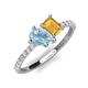 4 - Zahara 9x6 mm Pear Aquamarine and 7x5 mm Emerald Cut Citrine 2 Stone Duo Ring 