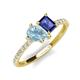 4 - Zahara 9x6 mm Pear Aquamarine and 7x5 mm Emerald Cut Iolite 2 Stone Duo Ring 