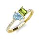 4 - Zahara 9x6 mm Pear Aquamarine and 7x5 mm Emerald Cut Peridot 2 Stone Duo Ring 
