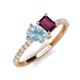 4 - Zahara 9x6 mm Pear Aquamarine and 7x5 mm Emerald Cut Rhodolite Garnet 2 Stone Duo Ring 