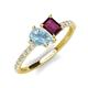 4 - Zahara 9x6 mm Pear Aquamarine and 7x5 mm Emerald Cut Rhodolite Garnet 2 Stone Duo Ring 