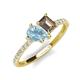 4 - Zahara 9x6 mm Pear Aquamarine and 7x5 mm Emerald Cut Smoky Quartz 2 Stone Duo Ring 