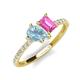 4 - Zahara 9x6 mm Pear Aquamarine and 7x5 mm Emerald Cut Lab Created Pink Sapphire 2 Stone Duo Ring 