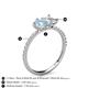 5 - Zahara 9x6 mm Pear Aquamarine and 7x5 mm Emerald Cut White Sapphire 2 Stone Duo Ring 