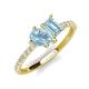 4 - Zahara 9x6 mm Pear and 7x5 mm Emerald Cut Aquamarine 2 Stone Duo Ring 