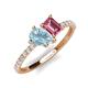 4 - Zahara 9x6 mm Pear Aquamarine and 7x5 mm Emerald Cut Pink Tourmaline 2 Stone Duo Ring 