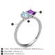 5 - Zahara 9x6 mm Pear Aquamarine and 7x5 mm Emerald Cut Amethyst 2 Stone Duo Ring 