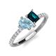 4 - Zahara 9x6 mm Pear Aquamarine and 7x5 mm Emerald Cut London Blue Topaz 2 Stone Duo Ring 