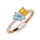 4 - Zahara 9x6 mm Pear Aquamarine and 7x5 mm Emerald Cut Citrine 2 Stone Duo Ring 