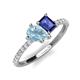 4 - Zahara 9x6 mm Pear Aquamarine and 7x5 mm Emerald Cut Iolite 2 Stone Duo Ring 